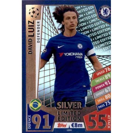 David Luiz Limited Edition Silver LE6S Match Attax Champions 2017-18