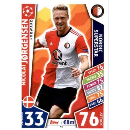 Nicolai Jørgensen Nordic Edition N6 Match Attax Champions 2017-18