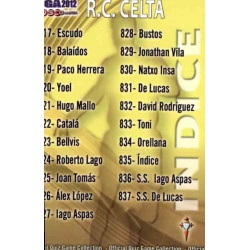 Índice Celta 835 Las Fichas de la Liga 2012 Platinum Official Quiz Game Collection