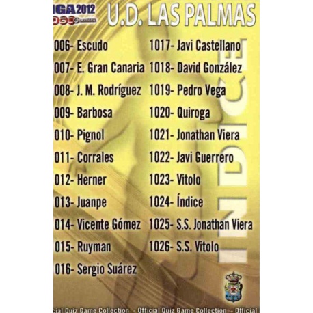 Índice Las Palmas 1024 Las Fichas de la Liga 2012 Platinum Official Quiz Game Collection