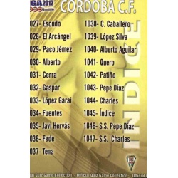 Índice Córdoba 1045 Las Fichas de la Liga 2012 Platinum Official Quiz Game Collection