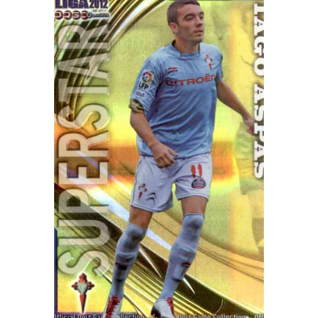 Iago Aspas Superstar Brillo Rayas Horizontales Celta 836 Las Fichas de la Liga 2012 Platinum Official Quiz Game Collection