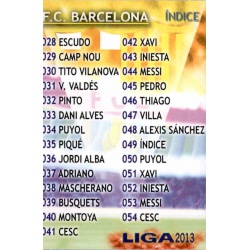 Índice Barcelona 49 Las Fichas de la Liga 2013 Official Quiz Game Collection