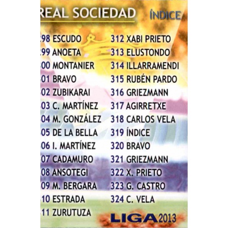 Índice Real Sociedad 319 Las Fichas de la Liga 2013 Official Quiz Game Collection