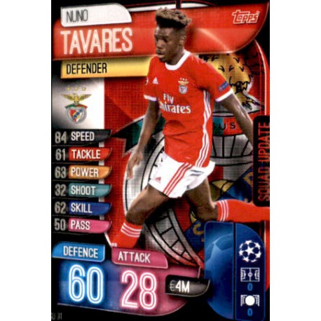Nuno Tavares SL Benfica SU31 Match Attax Extra 2019-20