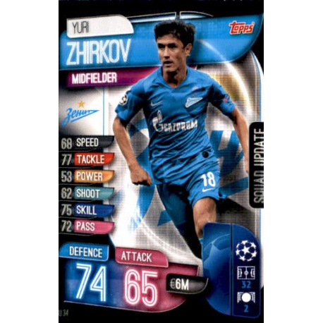 Yuri Zhirkov Zenit SU34 Match Attax Extra 2019-20