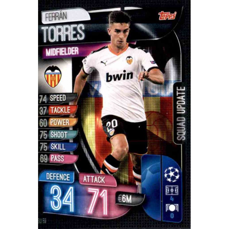 Comprar Cromo de Ferran Torres Valencia Topps Match Attax Extra 2019/20