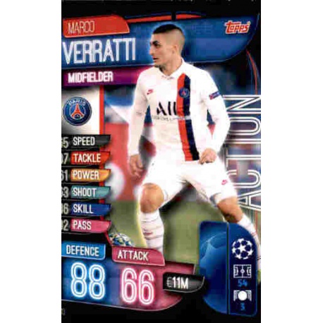 Marco Verratti PSG Action AC13 Match Attax Extra 2019-20