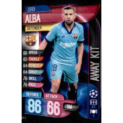 Jordi Alba Barcelona Away Kit AK5 Match Attax Extra 2019-20
