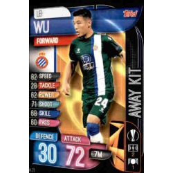 Lei Wu RCD Espanyol Away Kit AK20 Match Attax Extra 2019-20