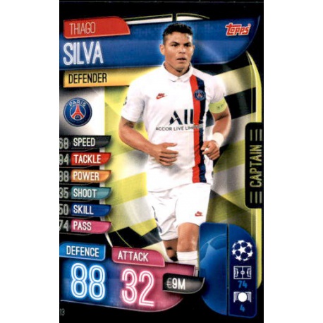 Thiago Silva PSG Captain C13 Match Attax Extra 2019-20