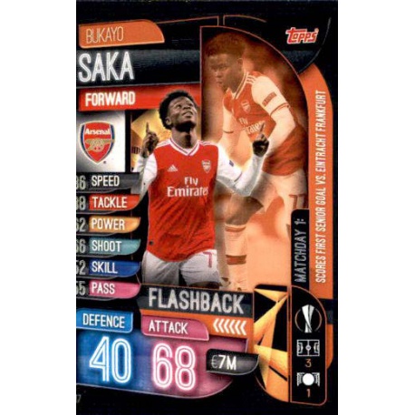 Bukayo Saka Arsenal Flashback FB17 Match Attax Extra 2019-20