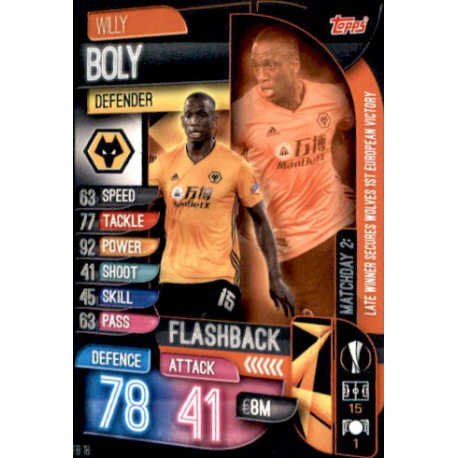 Willy Boly Wolverhampton Wanderers Flashback FB18 Match Attax Extra 2019-20