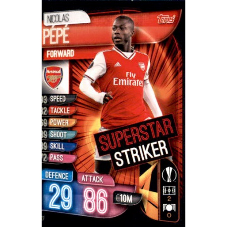 Nicolas Pépé Arsenal Superstar Striker SS17 Match Attax Extra 2019-20