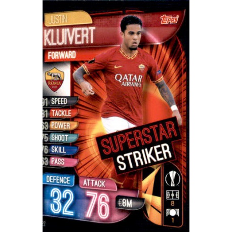 Justin Kluivert AS Roma Superstar Striker SS22 Match Attax Extra 2019-20