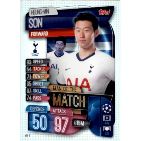 Heung-Min Son Tottenham Hotspur Man of the Match MM4 Match Attax Extra 2019-20