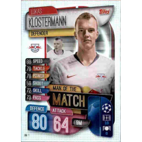 Lukas Klostermann RB Leipzig Man of the Match MM11 Match Attax Extra 2019-20