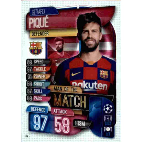 Gerard Pique Barcelona Man of the Match MM17 Match Attax Extra 2019-20