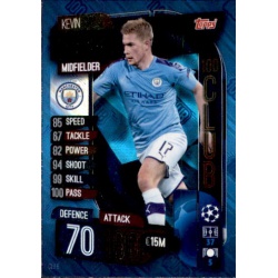 Kevin De Bruyne Manchester City 100 Club CLU6 Match Attax Extra 2019-20