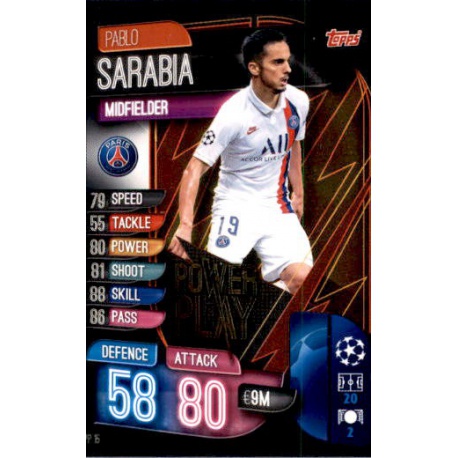 Pablo Sarabia PSG Power Play PP15 Match Attax Extra 2019-20