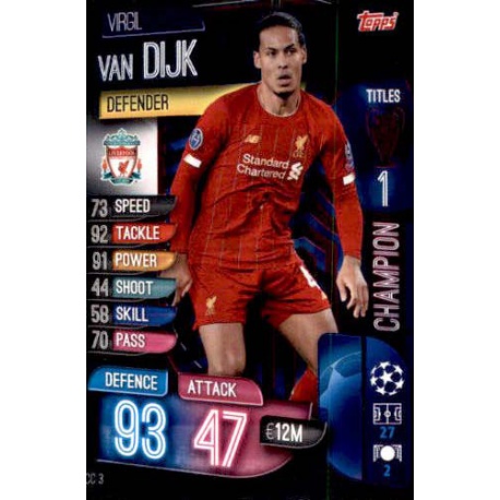 Virgil van Dijk Liverpool Champion CC3 Match Attax Extra 2019-20