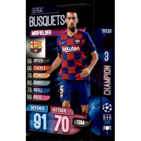 Sergio Busquets Barcelona Champion CC7 Match Attax Extra 2019-20