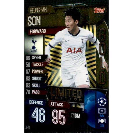 Heung-Min Son Tottenham Hotspur Gold Limited Edition LE4G Match Attax Extra 2019-20