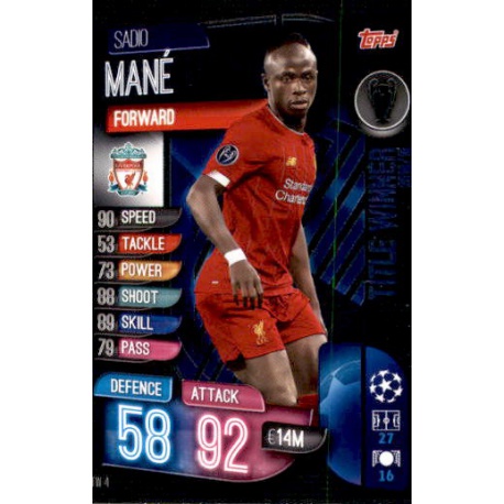 Sadio Mané Liverpool Title Winner 2018/19 TW4 Match Attax Extra 2019-20