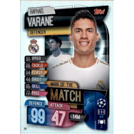 Raphael Varane Real Madrid Man of the Match MM7 Match Attax Extra 2019-20