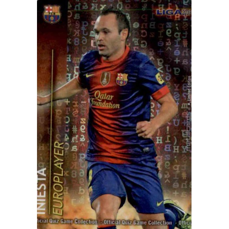 Andrés Iniesta Euro Player Brillo Letras Barcelona Las Fichas de la Liga 2013 Official Quiz Game Collection