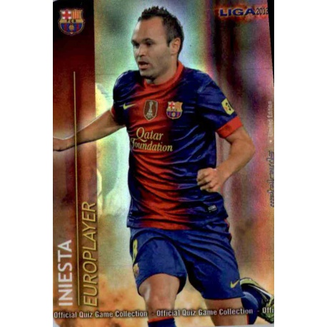 Andrés Iniesta Euro Player Rayas Horizontales Barcelona Las Fichas de la Liga 2013 Official Quiz Game Collection