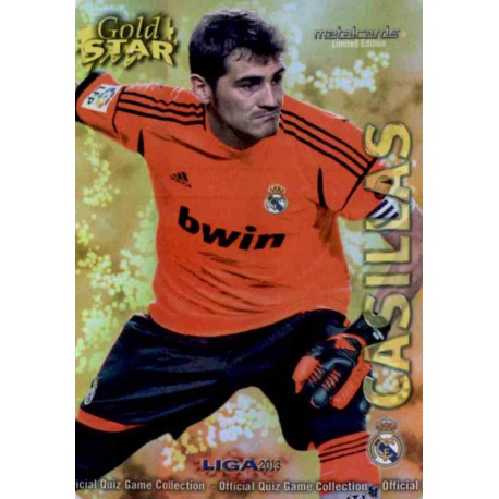 Casillas Gold Star Brillo Liso Real Madrid 1 Las Fichas de la Liga 2013 Official Quiz Game Collection
