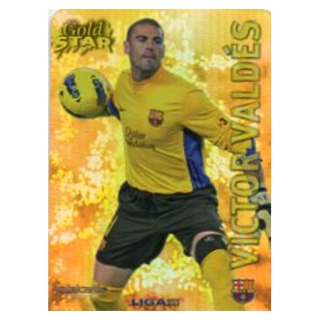 Víctor Valdés Gold Star Brillo Liso Barcelona 8 Las Fichas de la Liga 2013 Official Quiz Game Collection