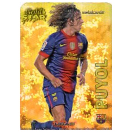 Puyol Gold Star Brillo Liso Barcelona 9 Las Fichas de la Liga 2013 Official Quiz Game Collection