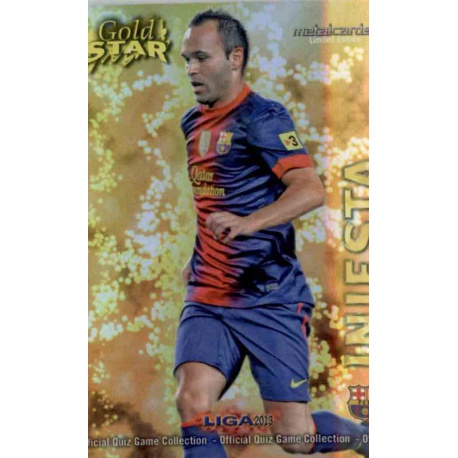 Iniesta Gold Star Brillo Liso Barcelona 11 Las Fichas de la Liga 2013 Official Quiz Game Collection