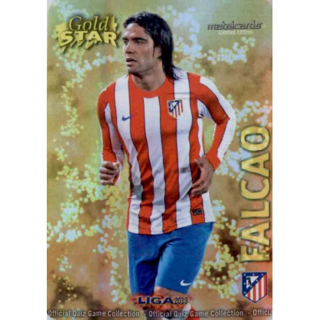 Falcao Gold Star Brillo Liso Atlético Madrid 22 Las Fichas de la Liga 2013 Official Quiz Game Collection