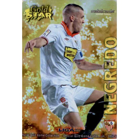 Negredo Gold Star Brillo Liso Sevilla 30 Las Fichas de la Liga 2013 Official Quiz Game Collection