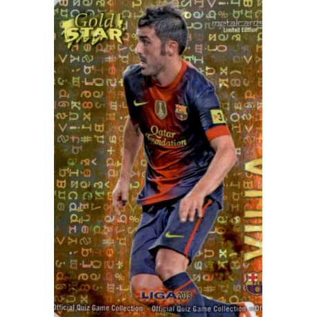 David Villa Gold Star Brillo Letras Barcelona 14 Las Fichas de la Liga 2013 Official Quiz Game Collection