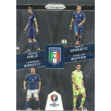 Leonardo Bonucci - Marco Verratti - Gianluigi Buffon - Andrea Pirlo Italy Country Combinations Quads CCQ-8 Prizm Uefa Euro 2016 