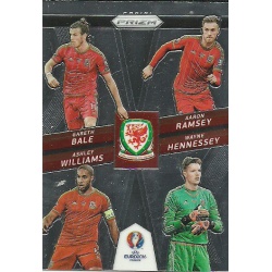 Gareth Bale - Wayne Hennessey - Aaron Ramsey - Ashley Williams Wales Country Combinations Quads CCQ-10 Prizm Uefa Euro 2016 Fran