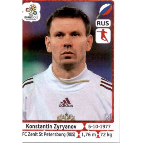 Konstantin Zyryanov Russia 125 Panini Uefa Euro 2012 Poland Ukraine