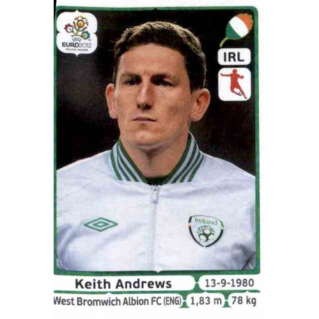 Keith Andrews Republic of Ireland 356 Panini Uefa Euro 2012 Poland Ukraine