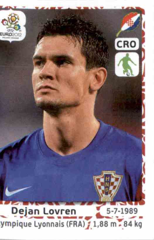 Soccer Sticker of Dejan Lovren Croatia Uefa Euro 2012 by Panini