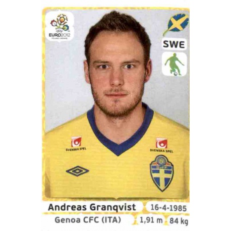 Andreas Granqvist Sweden 437 Panini Uefa Euro 2012 Poland Ukraine