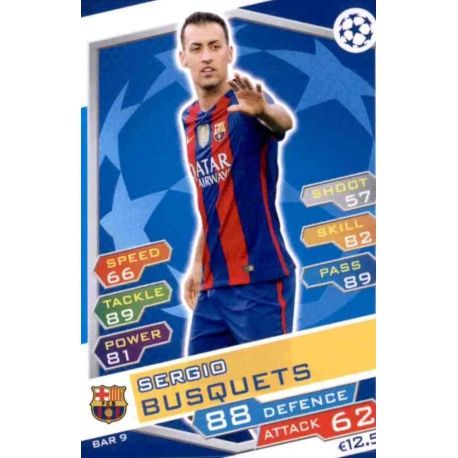 Sergio Busquets Barcelona FCB9 Match Attax Champions 2016-17