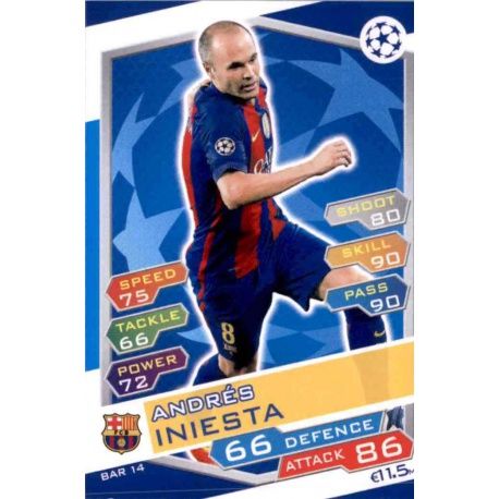 Andrés Iniesta Barcelona FCB14 Match Attax Champions 2016-17