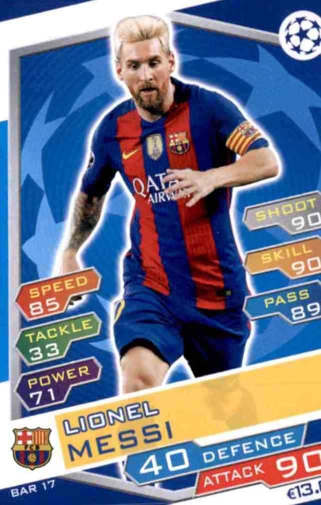 Sticker Trading Card Lionel Messi of the Barcelona Match Attax