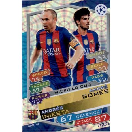 Andrés Iniesta - André Gomes Midfield Duo FCB18 Match Attax Champions 2016-17