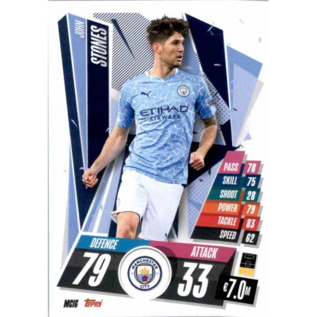 John Stones Manchester City MCI6 Match Attax Champions International 2020-21