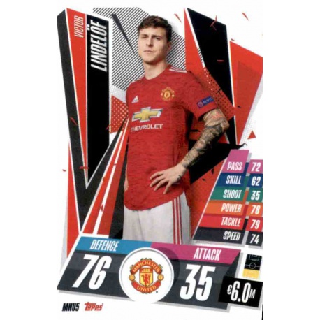 Victor Lindelof Manchester United MNU5 Match Attax Champions International 2020-21